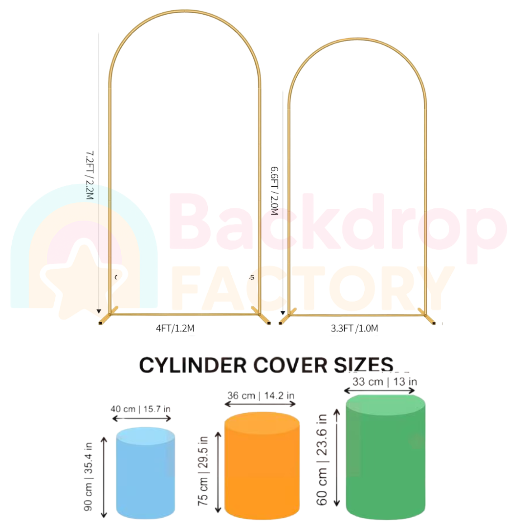 Rainbow Style Arch Backdrop for Birthday Party | Cylinder Covers Set | Party Decoration| Cartoon