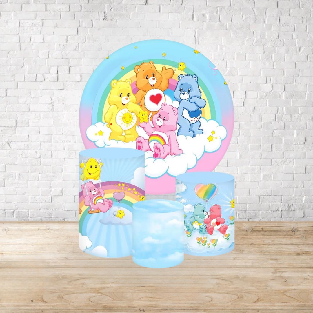 Inspired Cartoon Bears Backdrop Style Backdrop Cover | Round Backdrop for Birthday Party | Cylinder Covers Set | Party Decoration
