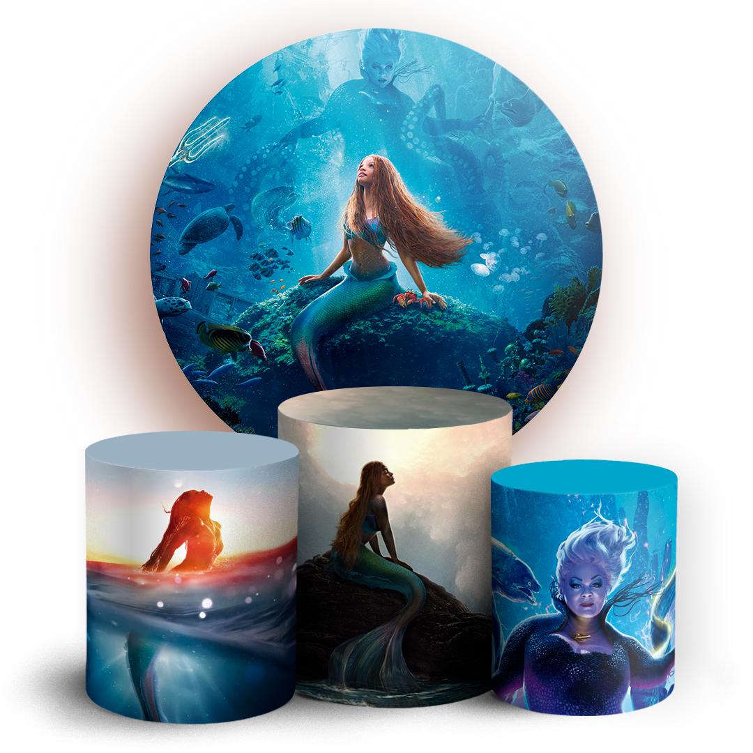Under the Sea Princess Party Style Backdrop Cover | Round Backdrop for Birthday Party | Cylinder Covers Set | Party Decoration