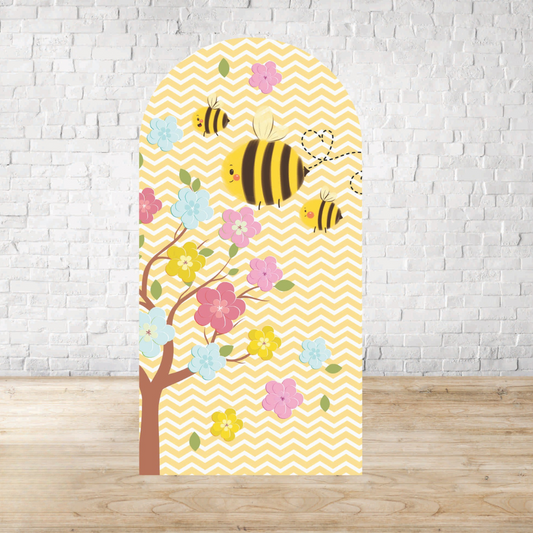Bee Style Arch Backdrop for Birthday Party | Cylinder Covers Set | Party Decoration| Cartoon
