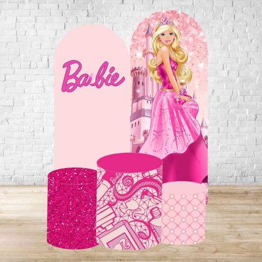 Dolls Cartoon Style Arch Backdrop Cover 5 Pieces | Arch Backdrop for Birthday Party | Cylinder Covers Set | Party Decoration