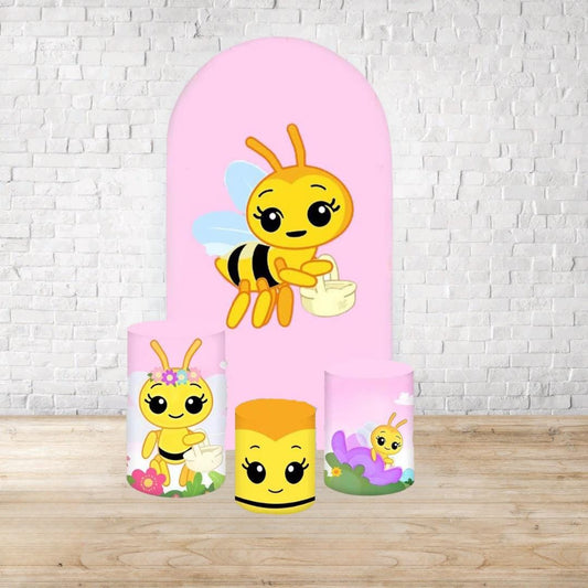 Bee Arch Backdrop Cover 4 Pieces | Arch Backdrop for Birthday Party | Cylinder Cover