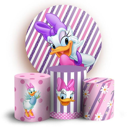 Cartoon Duck Backdrop Style Backdrop Cover | Round Backdrop for Birthday Party | Cylinder Covers Set | Party Decoration