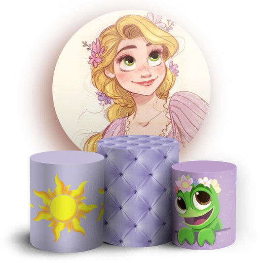 Enchanted Tower Fairy Tale Backdrop Style Backdrop Cover | Round Backdrop for Birthday Party | Cylinder Covers Set | Party Decoration