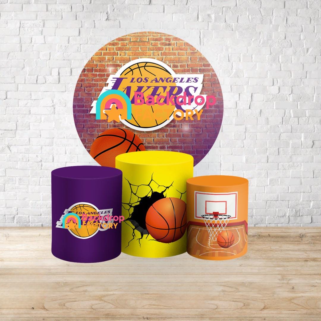 Basketball cartoon Backdrop Style Backdrop Cover | Round Backdrop for Birthday Party | Cylinder Covers Set | Party Decoration