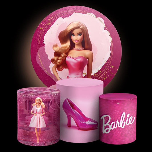 Inspired dolls Cartoon  Backdrop Style Backdrop Cover | Round Backdrop for Birthday Party | Cylinder Covers Set | Party Decoration