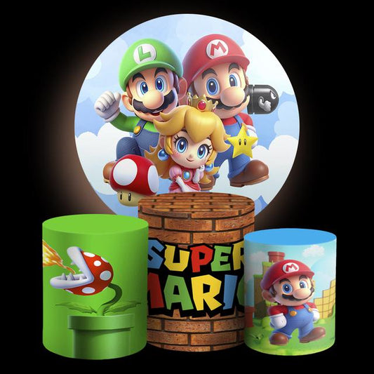 Inspired brothers Cartoon  Backdrop Style Backdrop Cover | Round Backdrop for Birthday Party | Cylinder Covers Set | Party Decoration