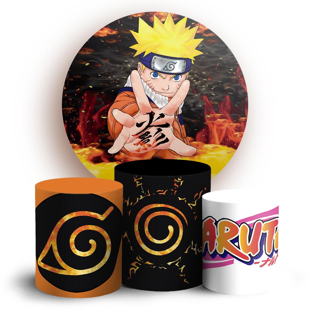 Ninja Anime Cartoon Style Backdrop Cover | Round Backdrop for Birthday Party | Cylinder Covers Set | Party Decoration
