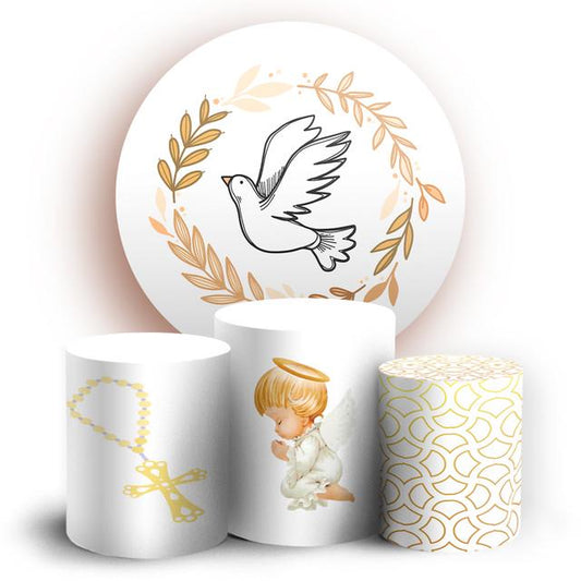 Religious Inspired Party Backdrop Style Backdrop Cover | Round Backdrop for Birthday Party | Cylinder Covers Set | Party Decoration