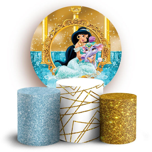 Magic Carpet Fairy Tale Party Style Backdrop Cover | Round Backdrop for Birthday Party | Cylinder Covers Set | Party Decoration