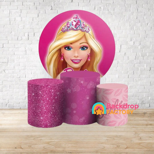 Doll cartoon Backdrop Style Backdrop Cover | Round Backdrop for Birthday Party | Cylinder Covers Set | Party Decoration