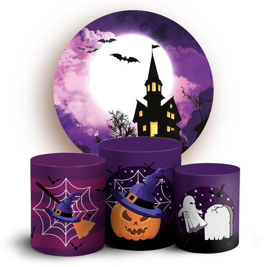 Inspired Halloween  Cartoon  Backdrop Style Backdrop Cover | Round Backdrop for Birthday Party | Cylinder Covers Set | Party Decoration